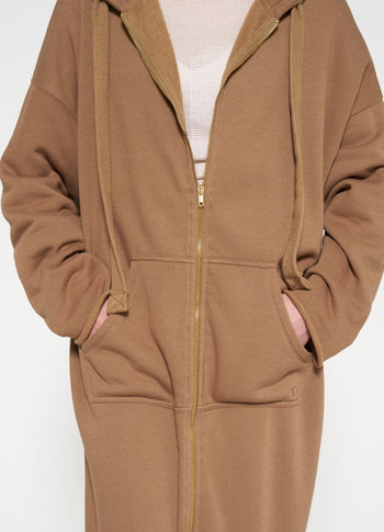 long zip hoodie | cedar brown