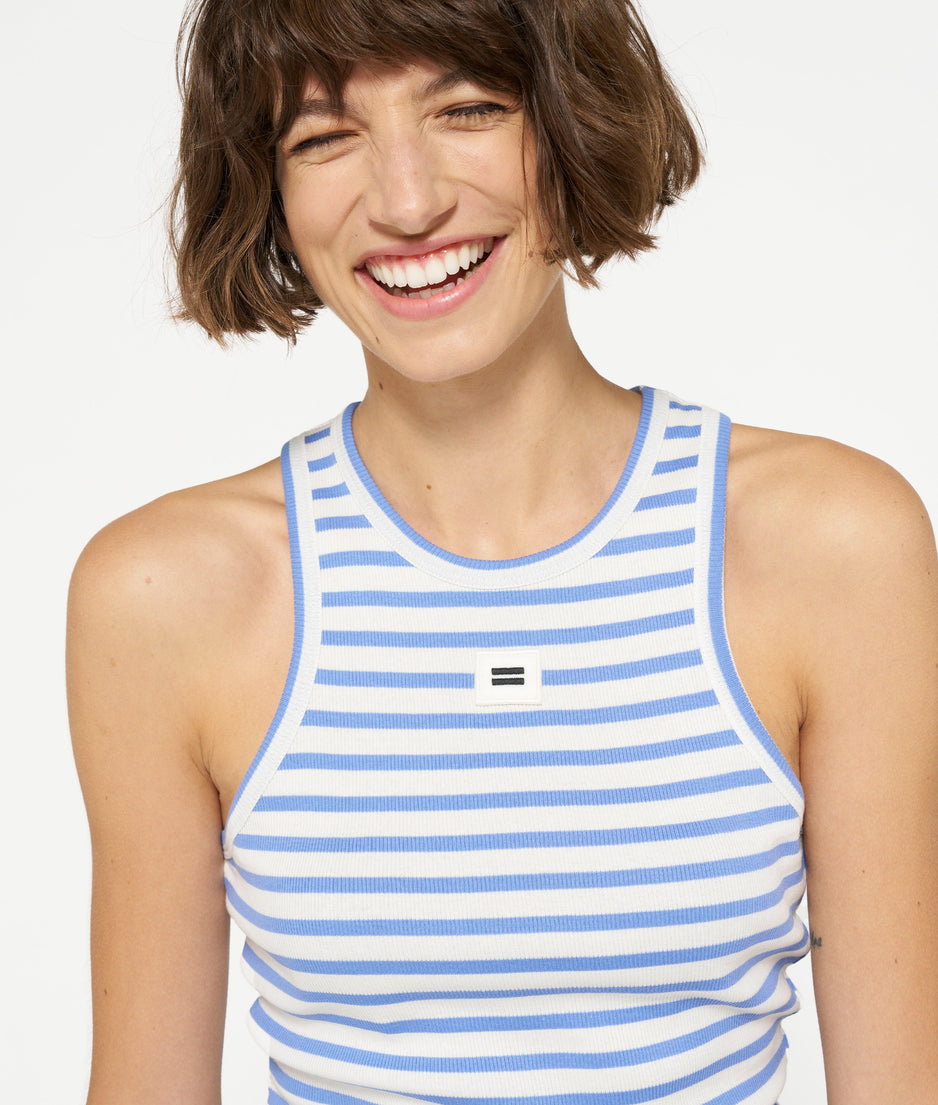 tank top rib stripes | ecru/blue bell