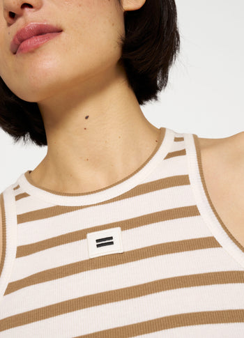 tank top rib stripes | ecru/cedar brown