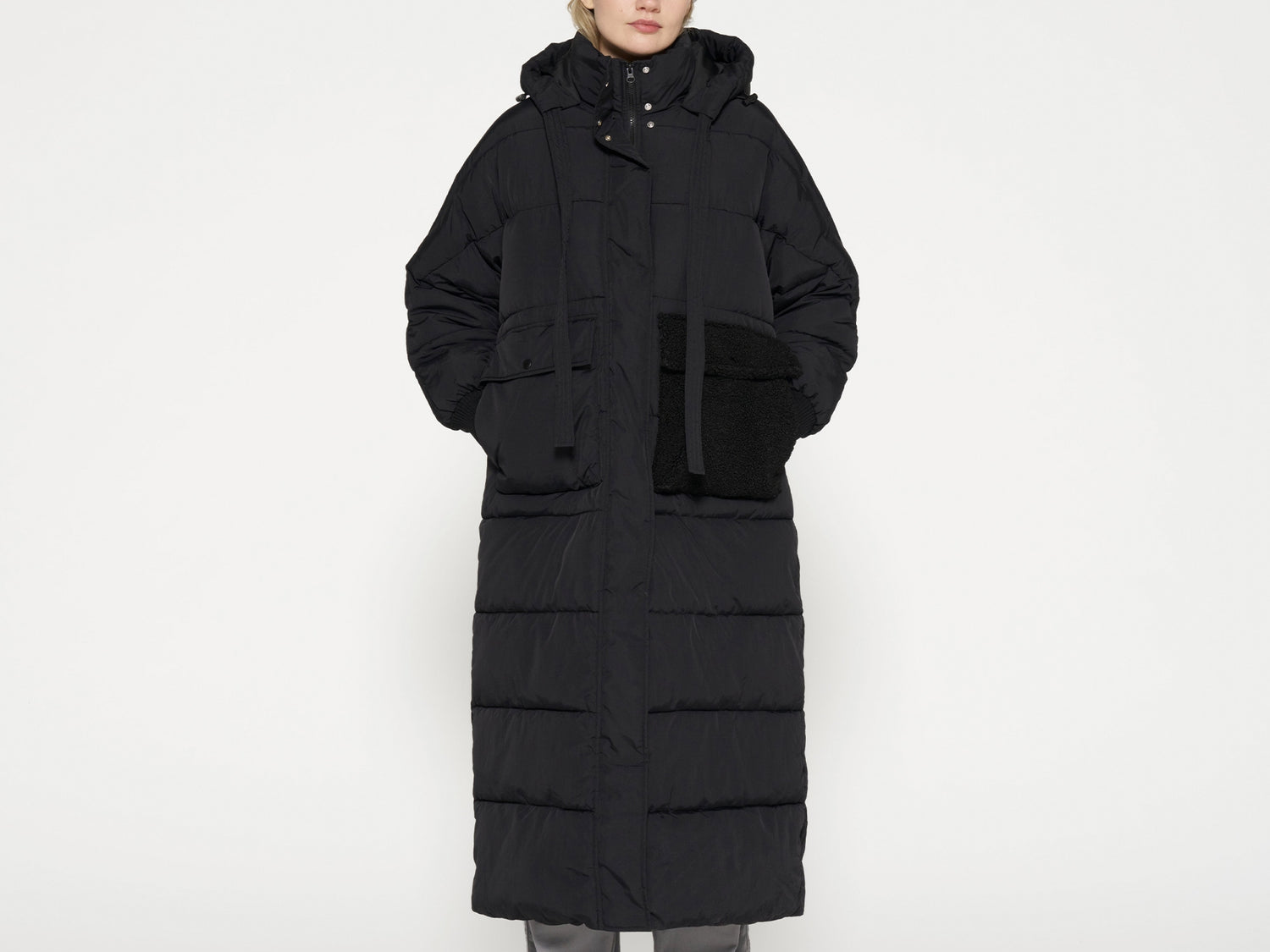 long puffer jacket | black