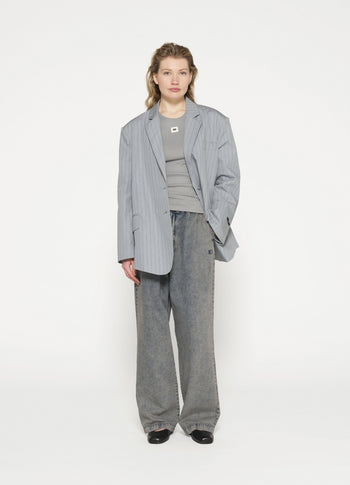 oversized pinstripe blazer | graphite