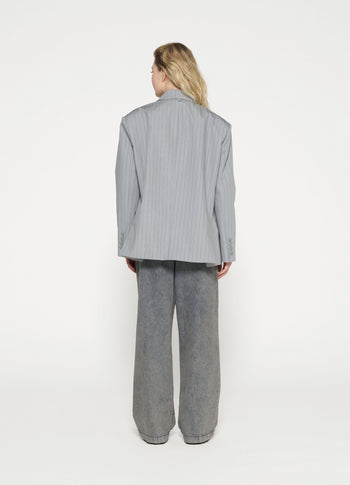 oversized pinstripe blazer | graphite