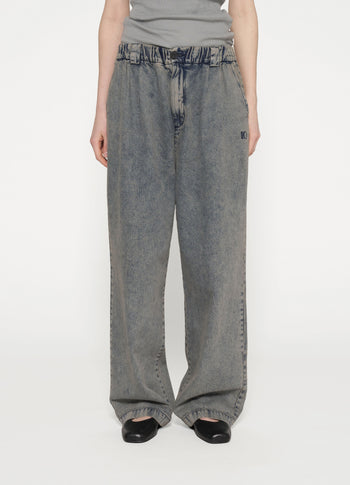 wide pants flowy denim | blue denim