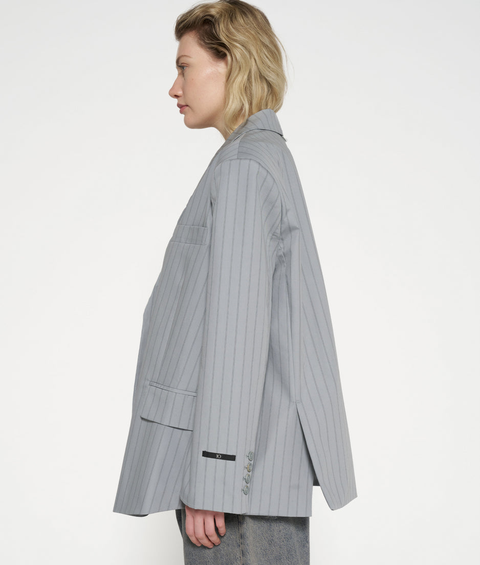 oversized pinstripe blazer | graphite