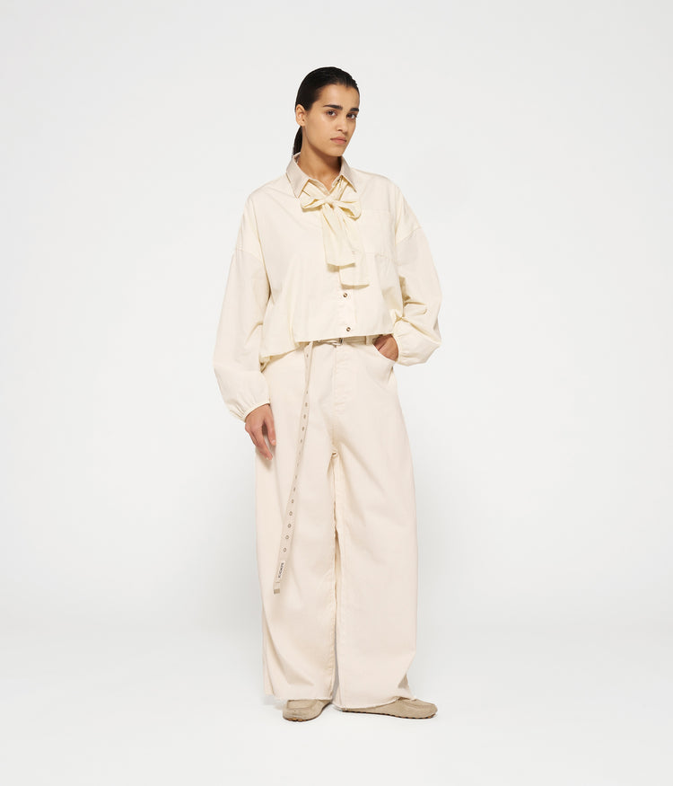 wide twill pants | ecru