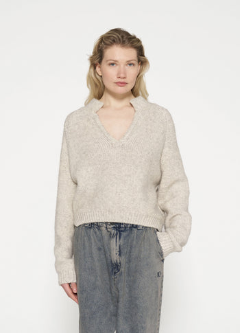 polo knit sweater | light grey melee