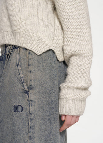 polo knit sweater | light grey melee