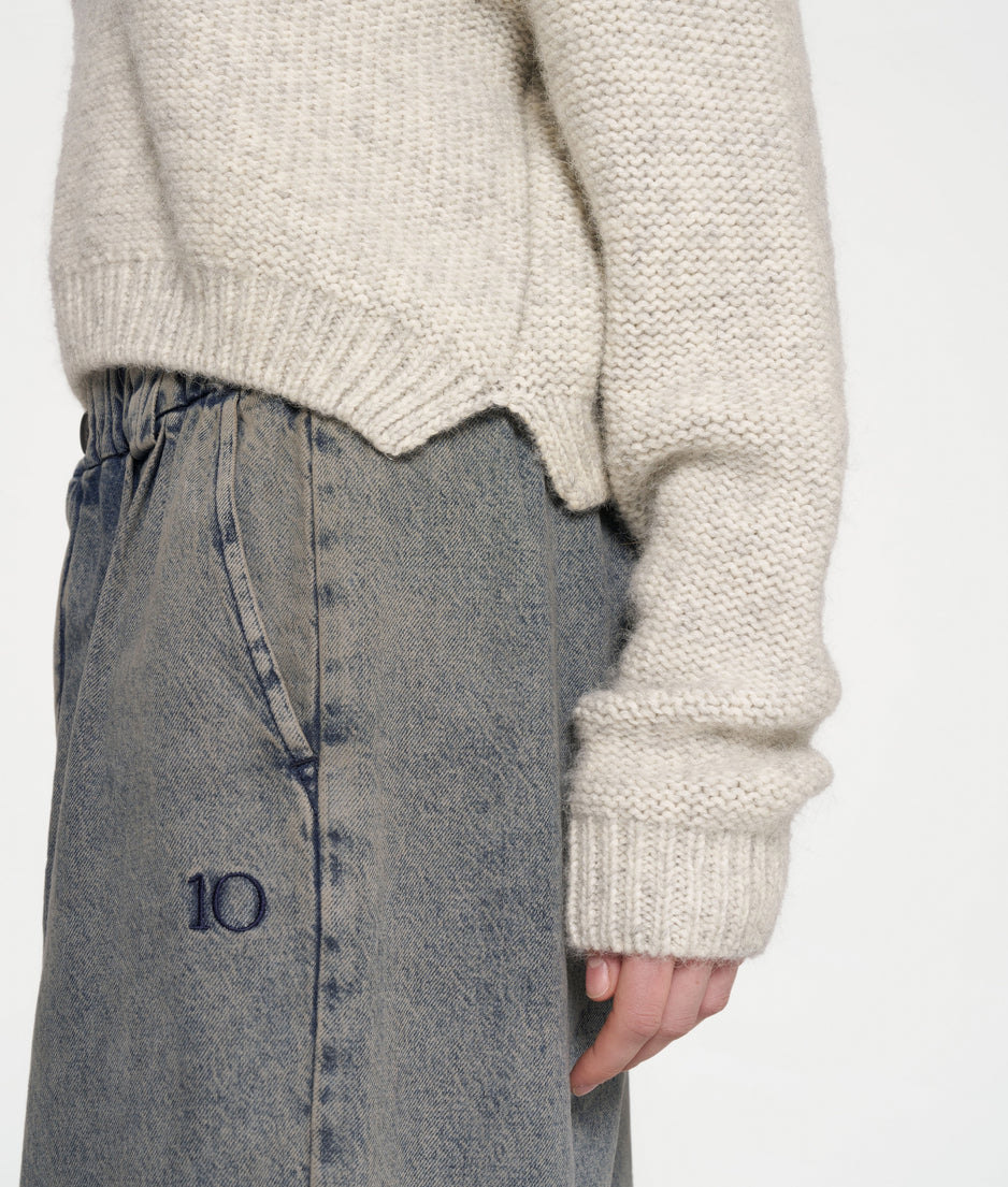 polo knit sweater | light grey melee