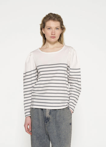 puff long sleeve tee stripes | ecru/graphite