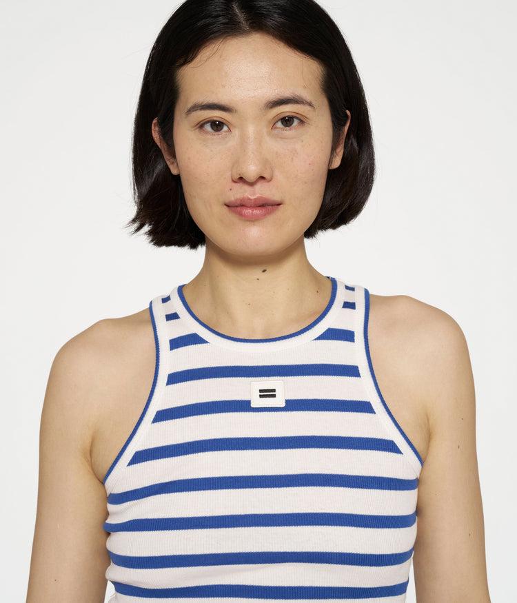 tank top rib stripes | ecru/true blue