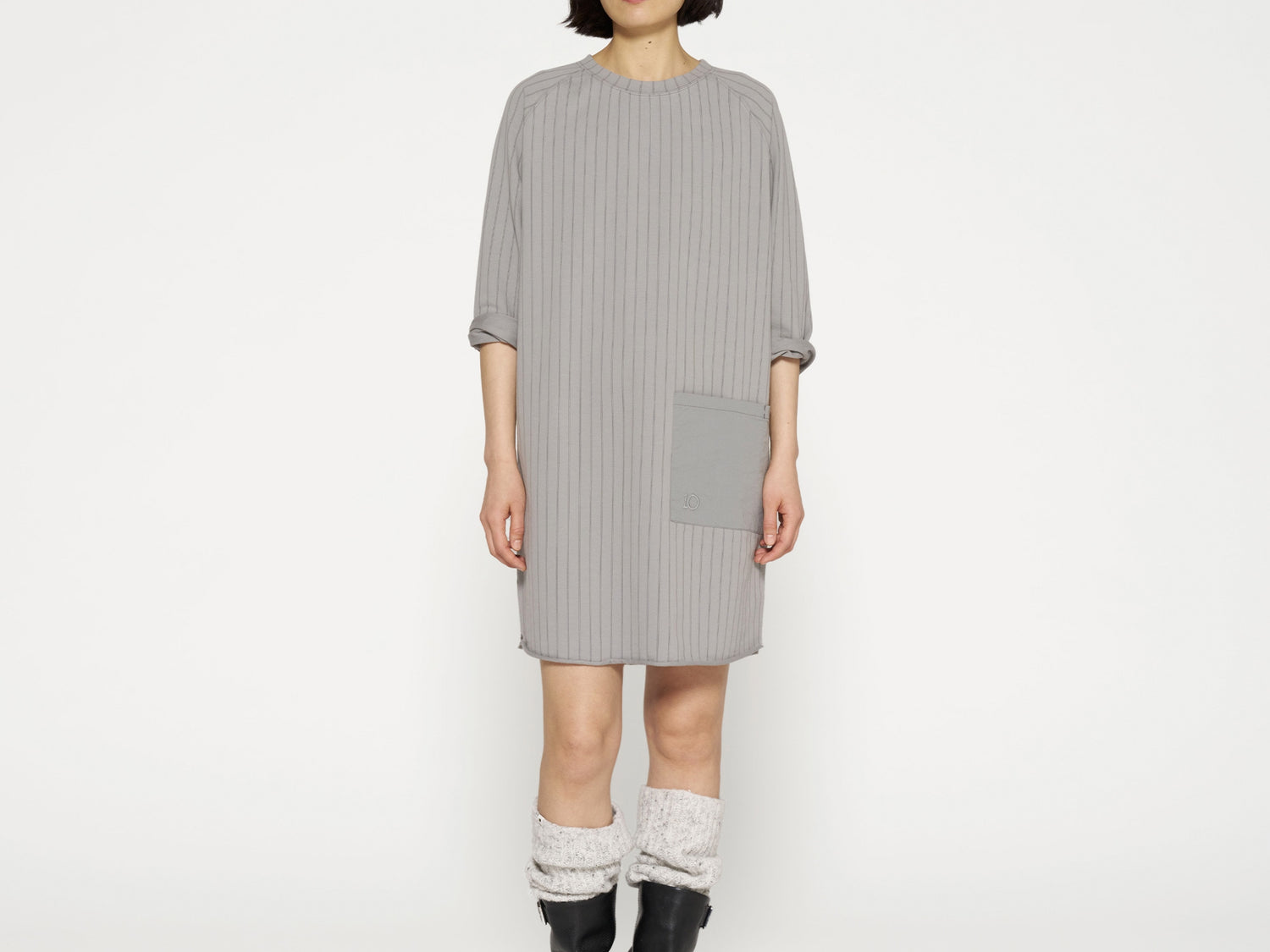 sweat dress pinstripe | graphite