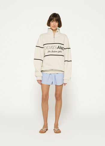 statement sweater zip | soft white melee