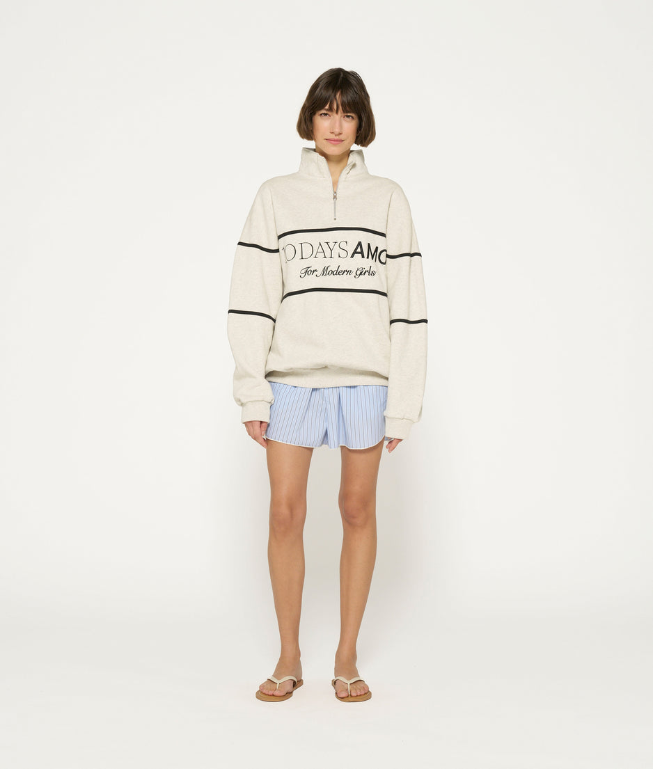 statement sweater zip | soft white melee