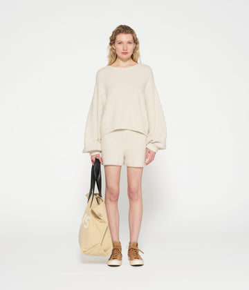 boucle knit shorts | light natural