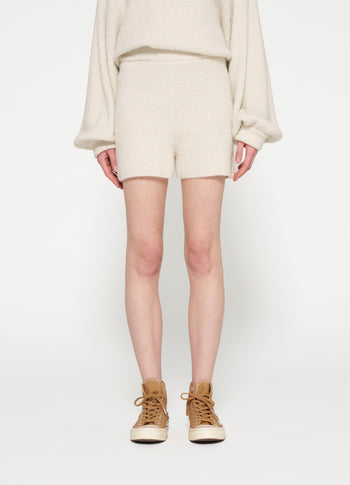 boucle knit shorts | light natural