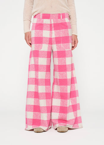 wide jogger check | bright pink