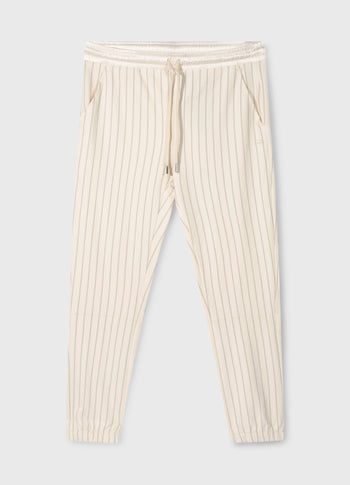 cropped jogger pinstripe | ecru