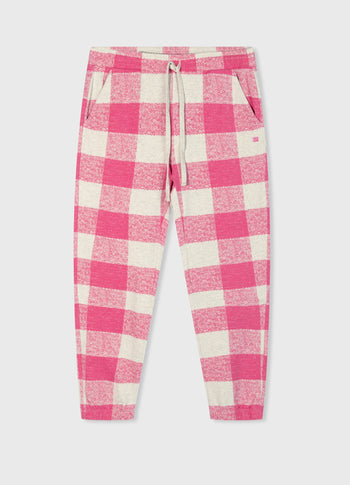 cropped jogger check | bright pink