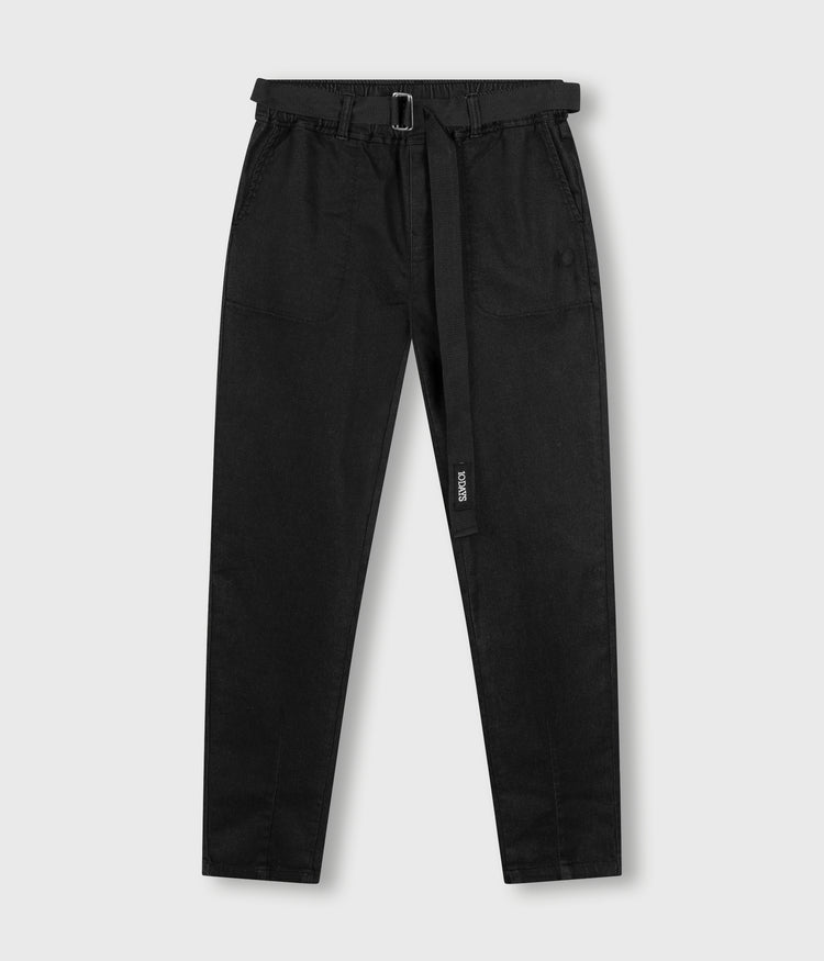 belted pants washed | black