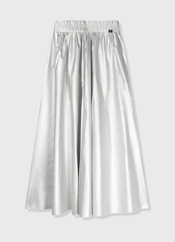 leather look pleated skirt | silver