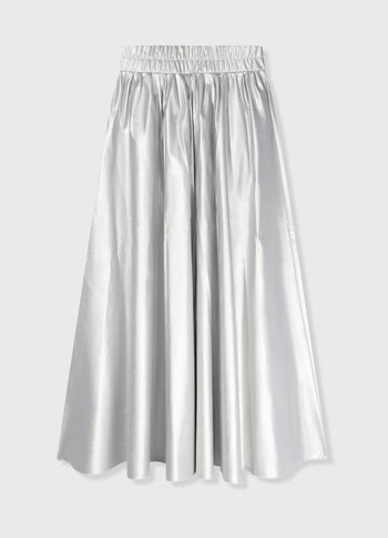 leather look pleated skirt | silver