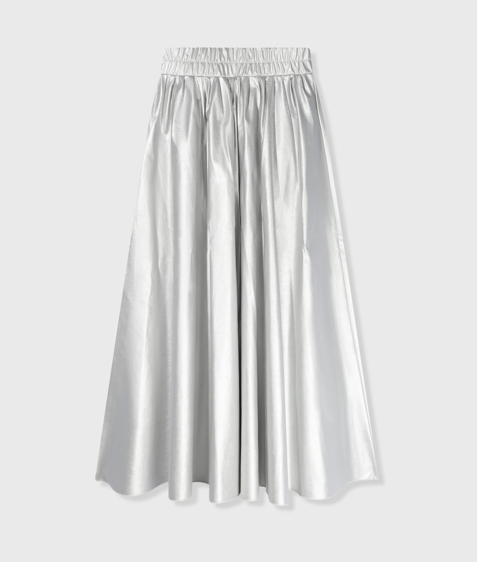 leather look pleated skirt | silver