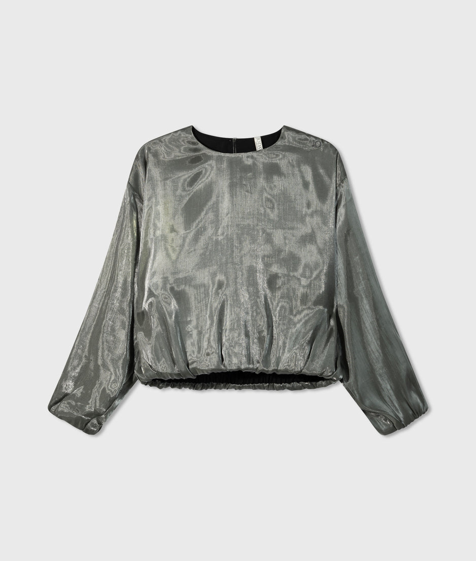 shiny balloon blouse | silver