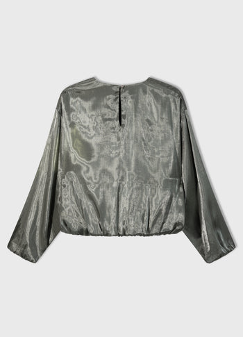 shiny balloon blouse | silver