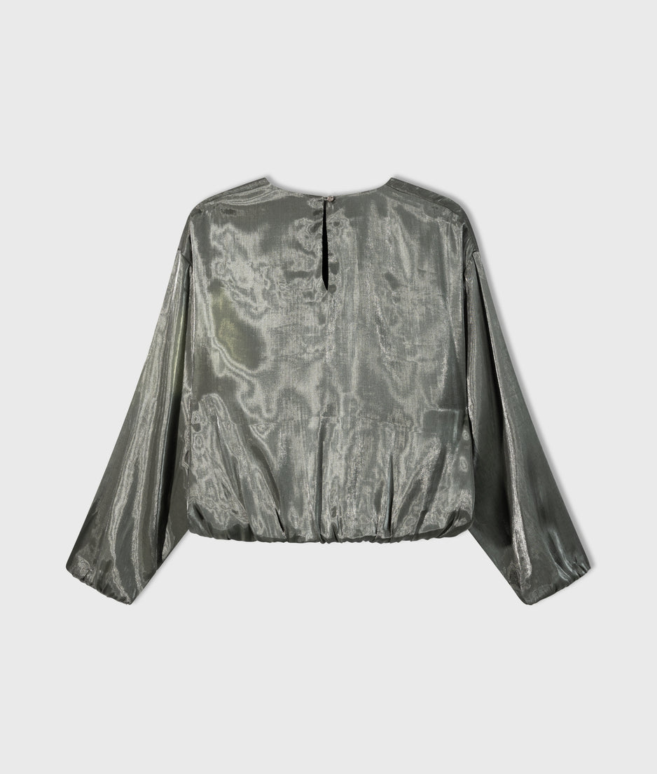 shiny balloon blouse | silver