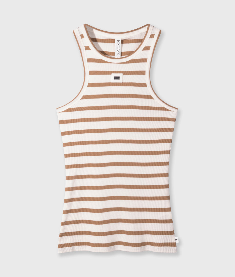 tank top rib stripes | ecru/cedar brown