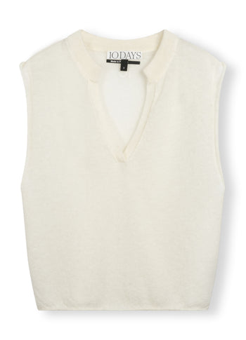 v-neck top knit | ecru