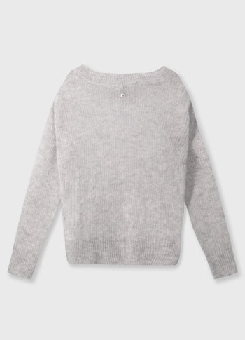 loose thin knit sweater | light grey melee