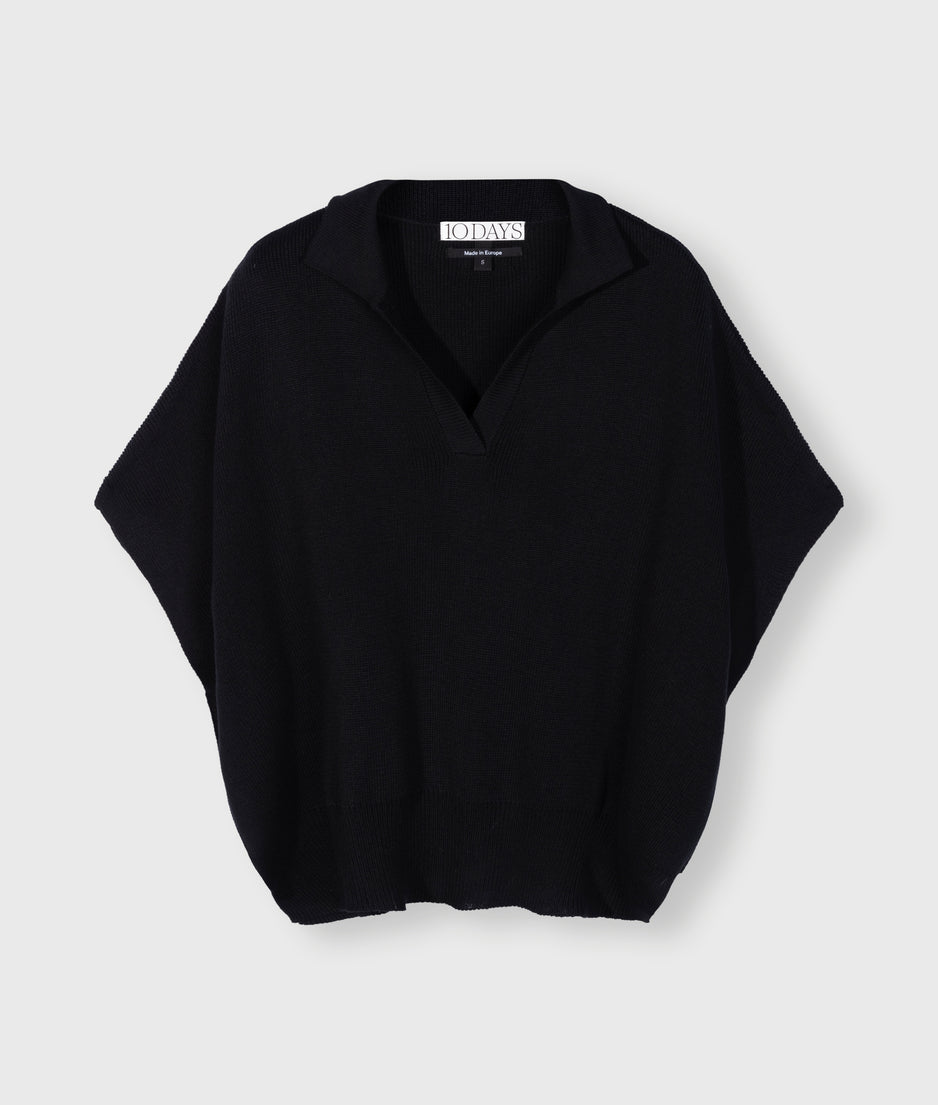 short sleeve knit sweater | black