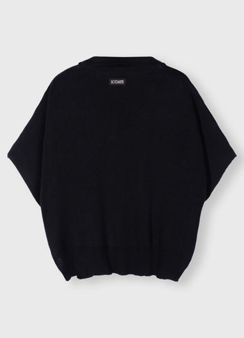 short sleeve knit sweater | black