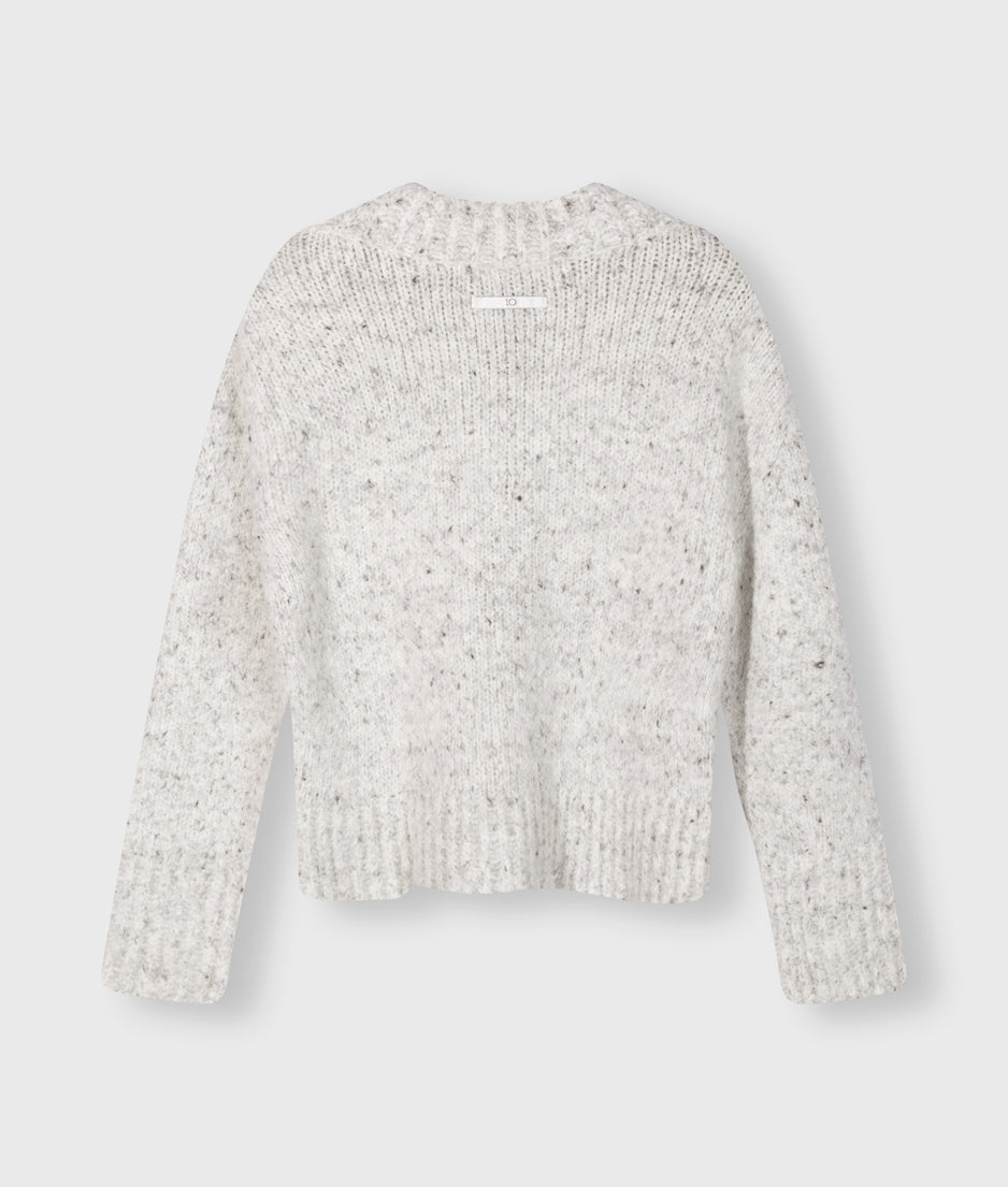 v-neck knit sweater melee | light grey melee