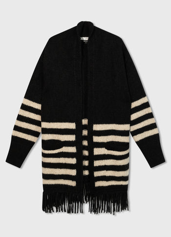 cardigan knit stripes | black/light latte