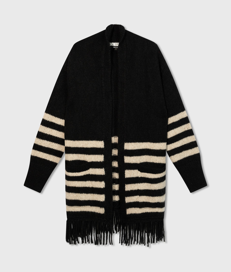 cardigan knit stripes | black/light latte