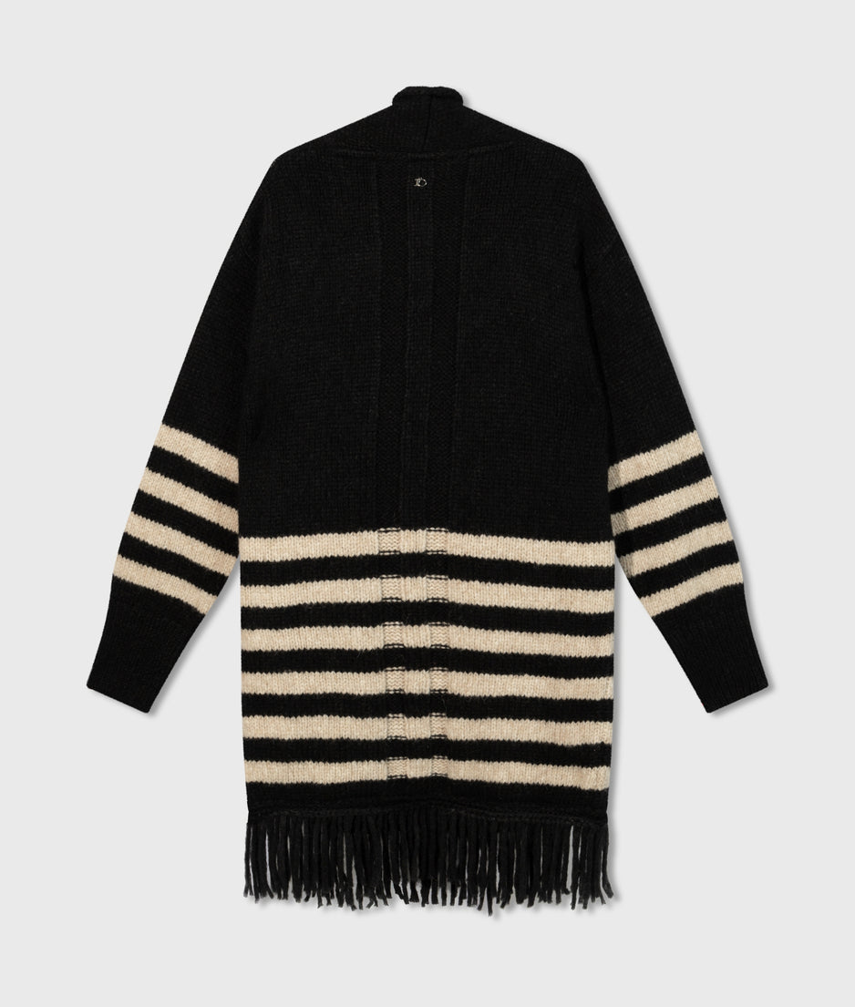 cardigan knit stripes | black/light latte