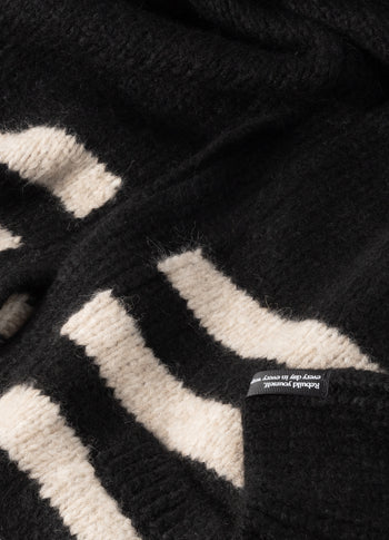 cardigan knit stripes | black/light latte