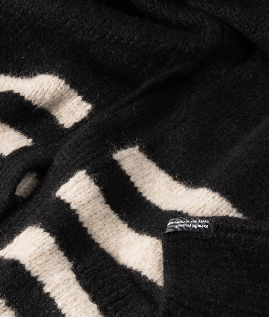 cardigan knit stripes | black/light latte