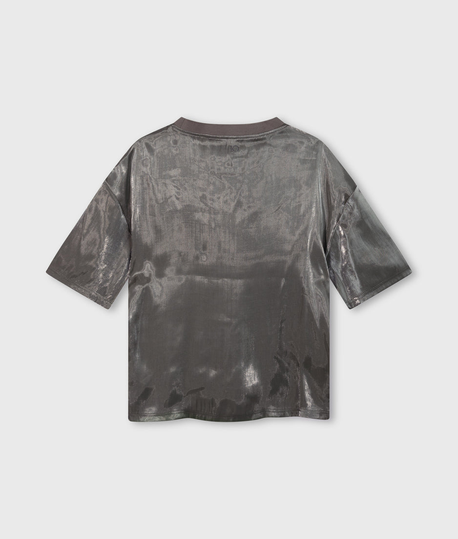 shiny blouse tee | silver