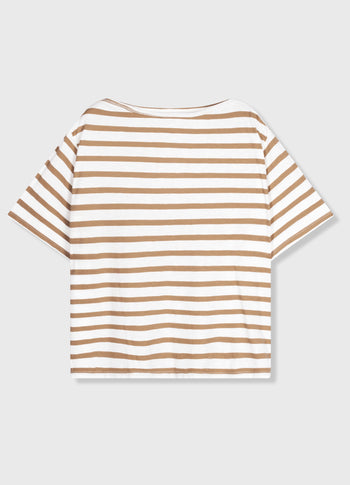 short sleeve tee stripes | ecru/cedar brown