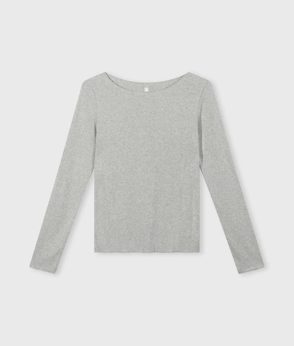 boatneck longsleeve tee | light grey melee