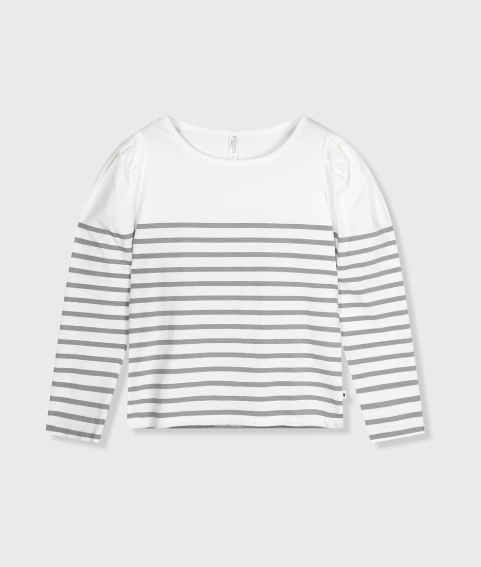 puff long sleeve tee stripes | ecru/graphite