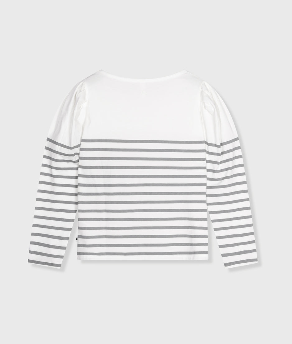 puff long sleeve tee stripes | ecru/graphite