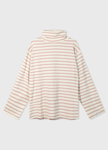 longsleeve coll tee stripes | light natural/dusty pink