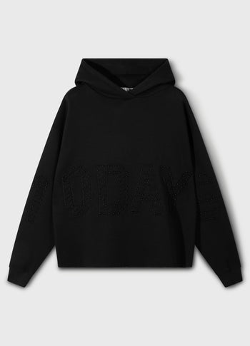 statement hoodie pearls | black