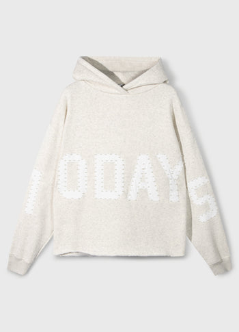 statement hoodie pearls | soft white melee