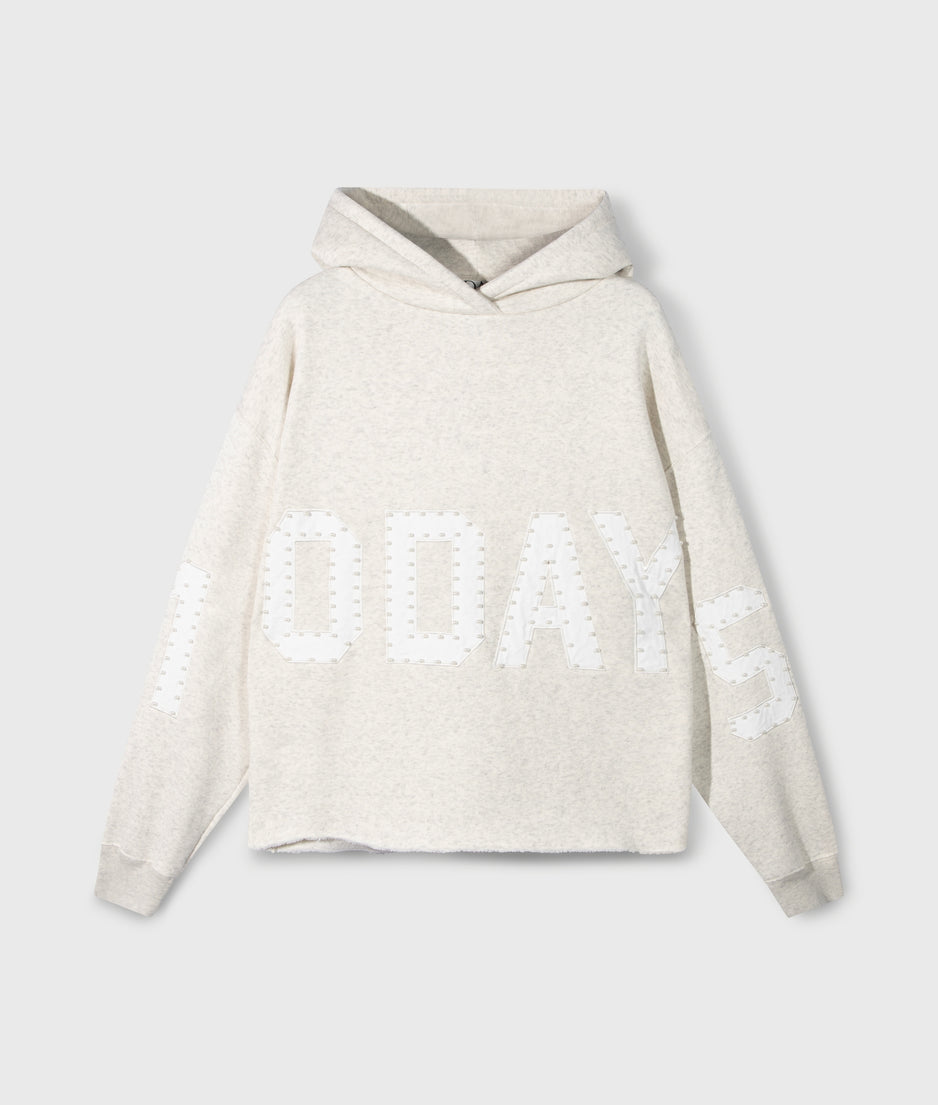 statement hoodie pearls | soft white melee