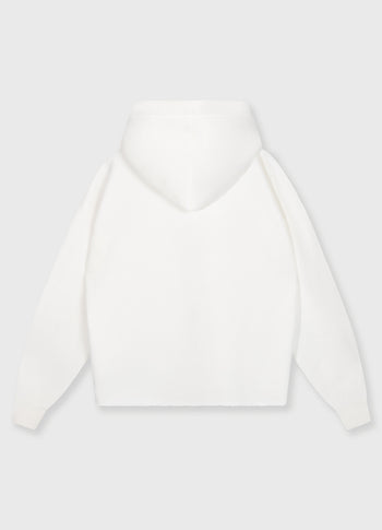 statement hoodie logo patch | ecru